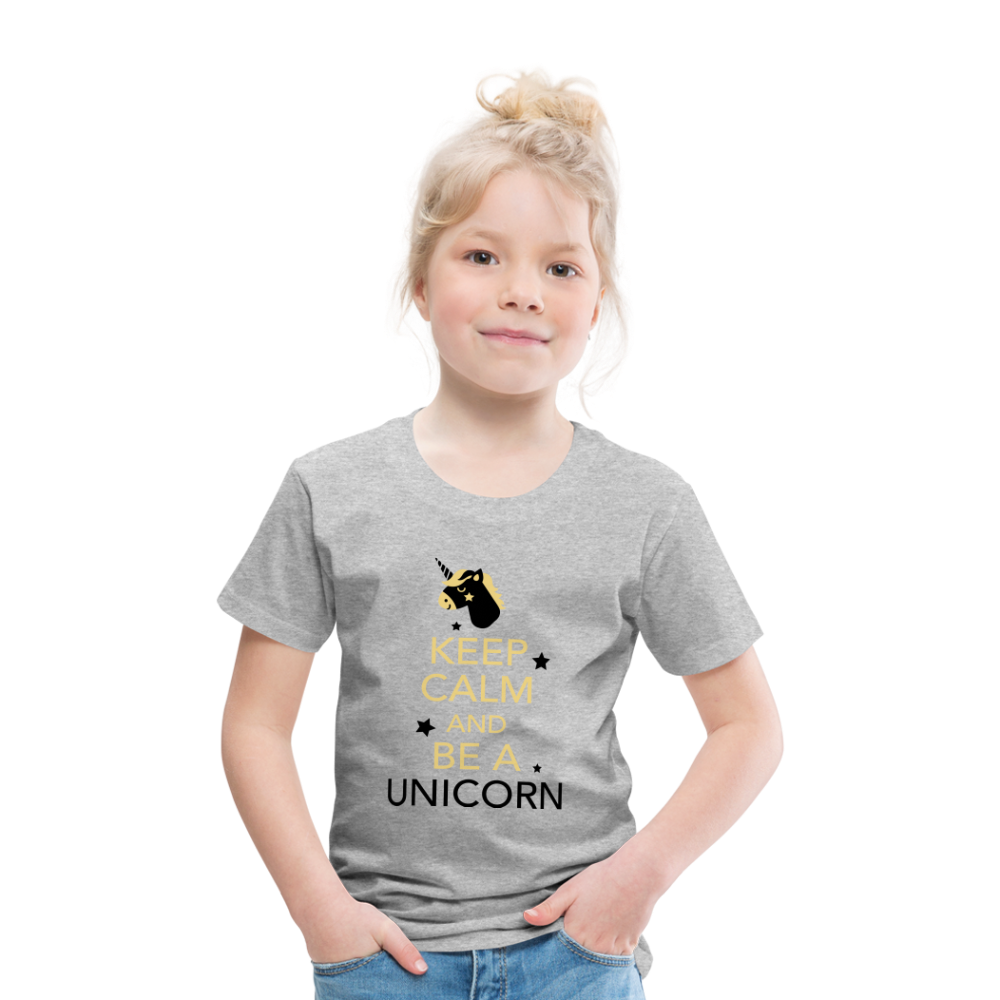 Kinder Premium T-Shirt - Keep Calm and be a Unicorn - Grau meliert