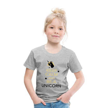 Kinder Premium T-Shirt - Keep Calm and be a Unicorn - Grau meliert