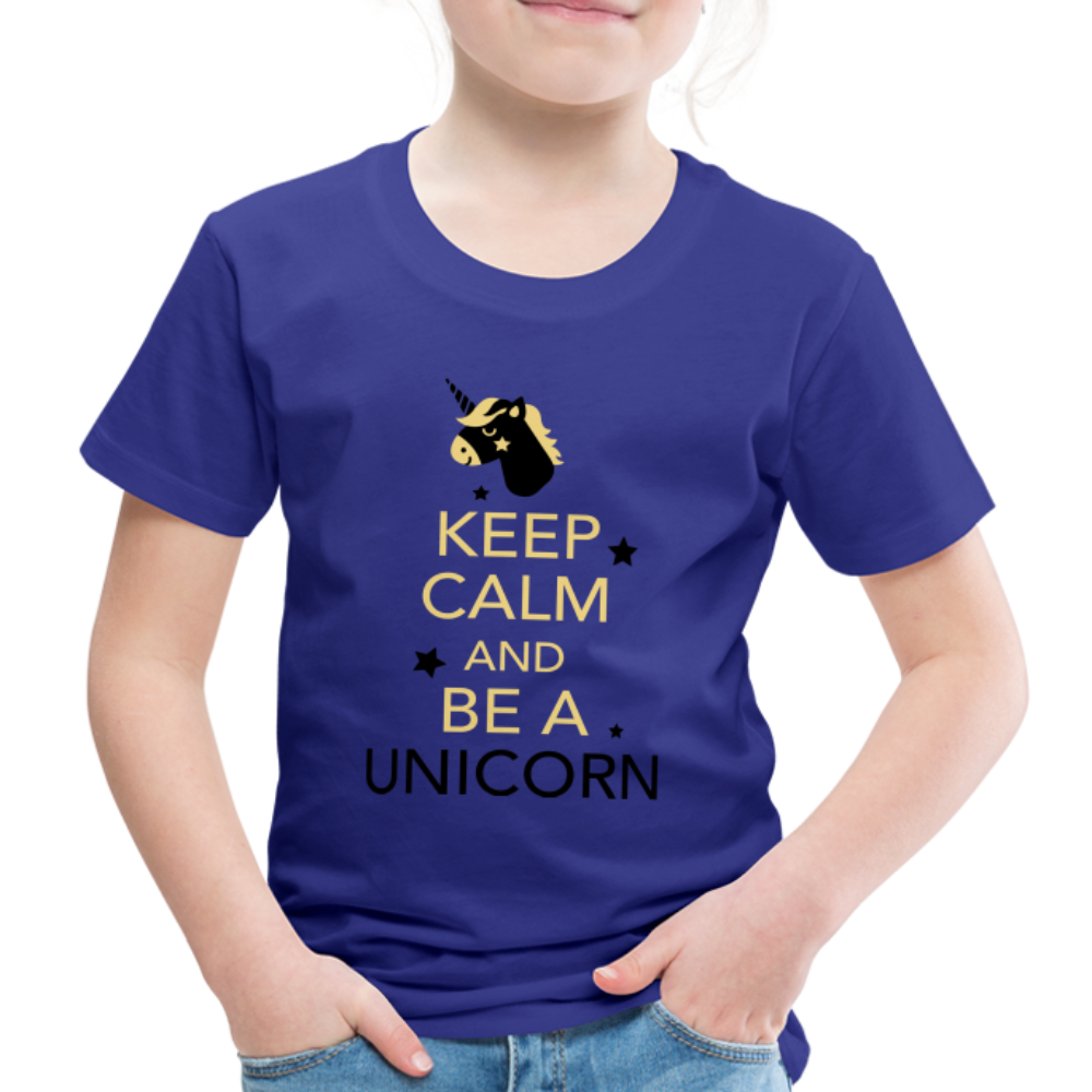 Kinder Premium T-Shirt - Keep Calm and be a Unicorn - Königsblau