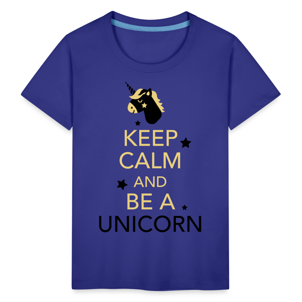 Kinder Premium T-Shirt - Keep Calm and be a Unicorn - Königsblau