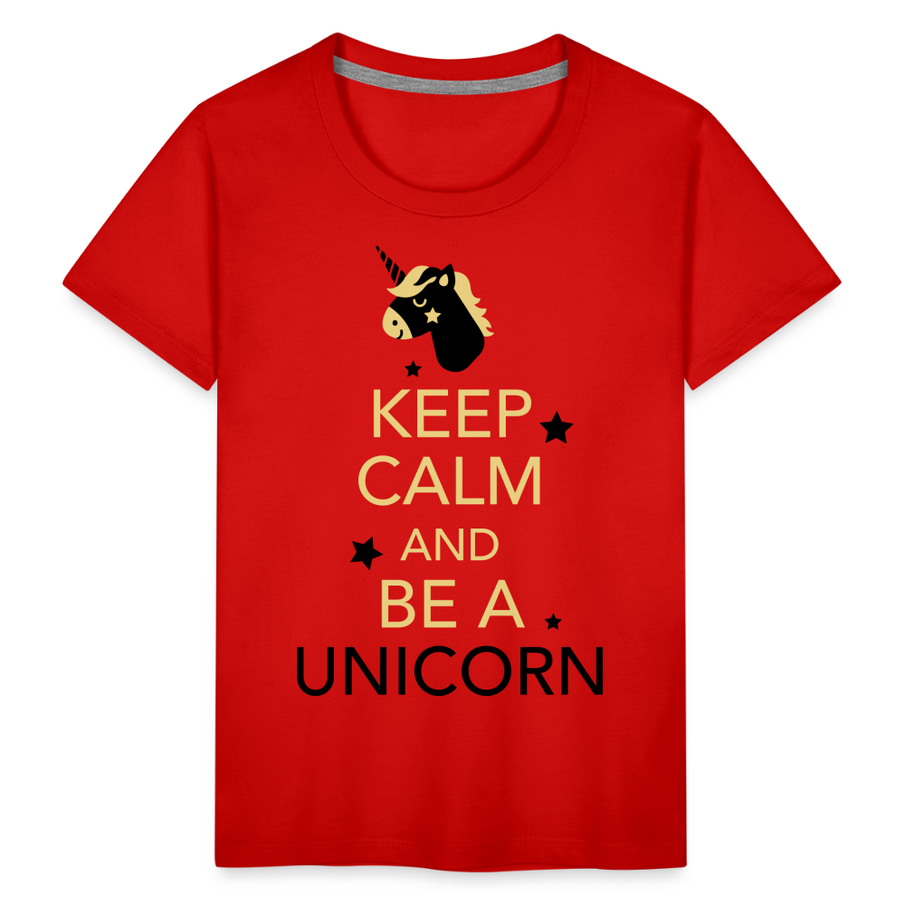 Kinder Premium T-Shirt - Keep Calm and be a Unicorn - Rot