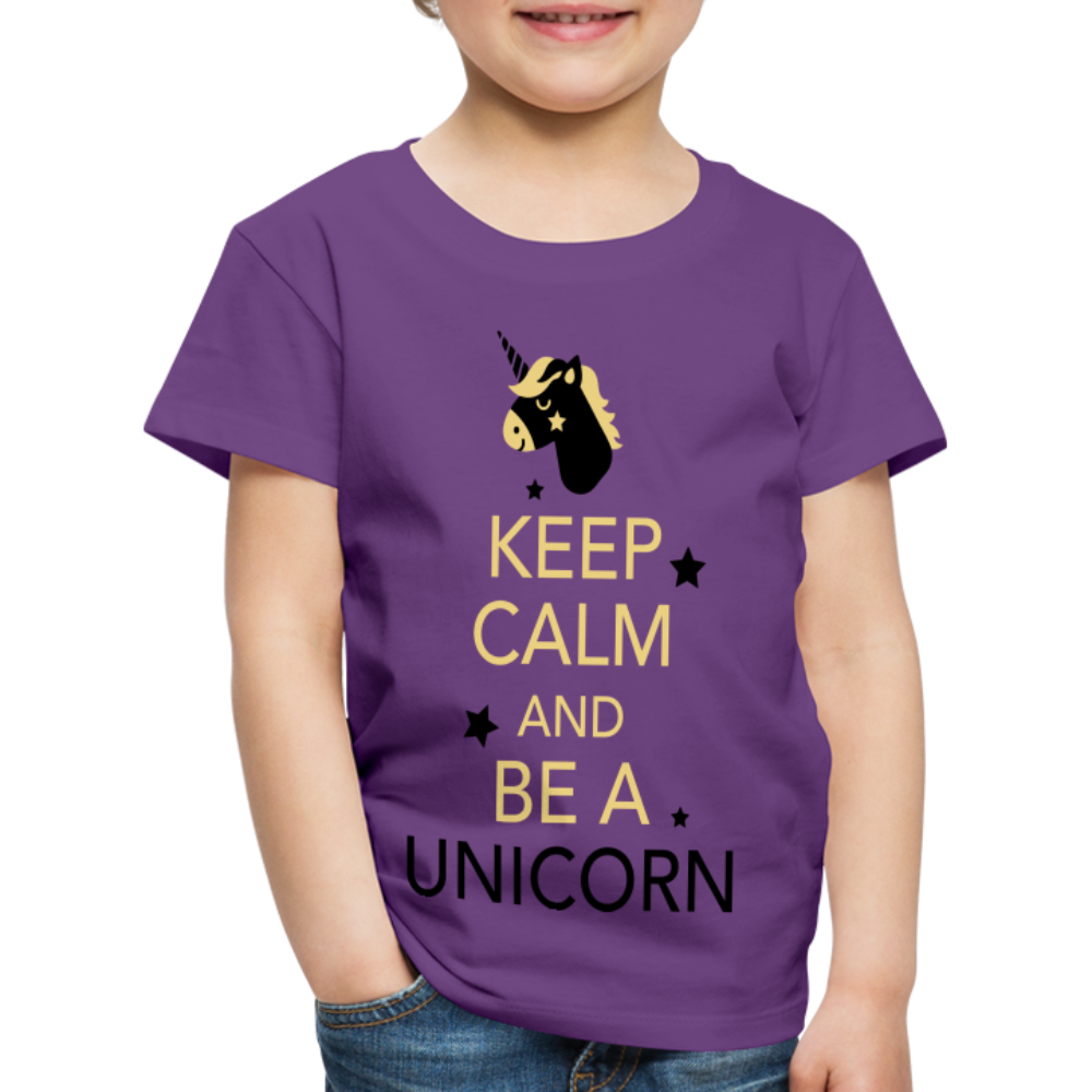 Kinder Premium T-Shirt - Keep Calm and be a Unicorn - Lila