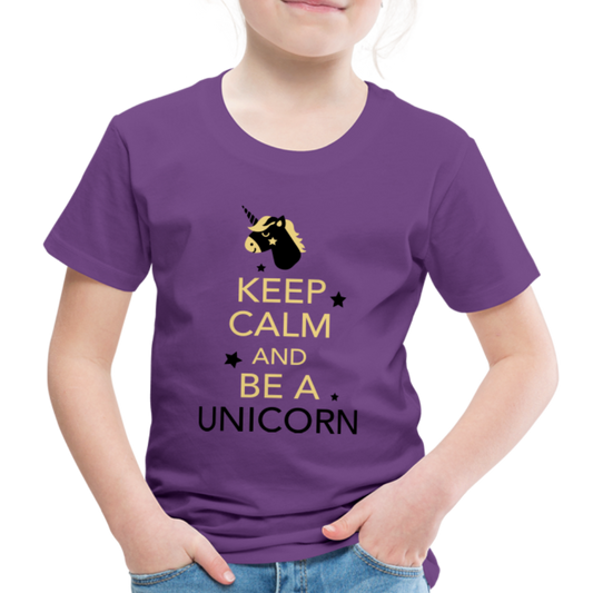 Kinder Premium T-Shirt - Keep Calm and be a Unicorn - Lila