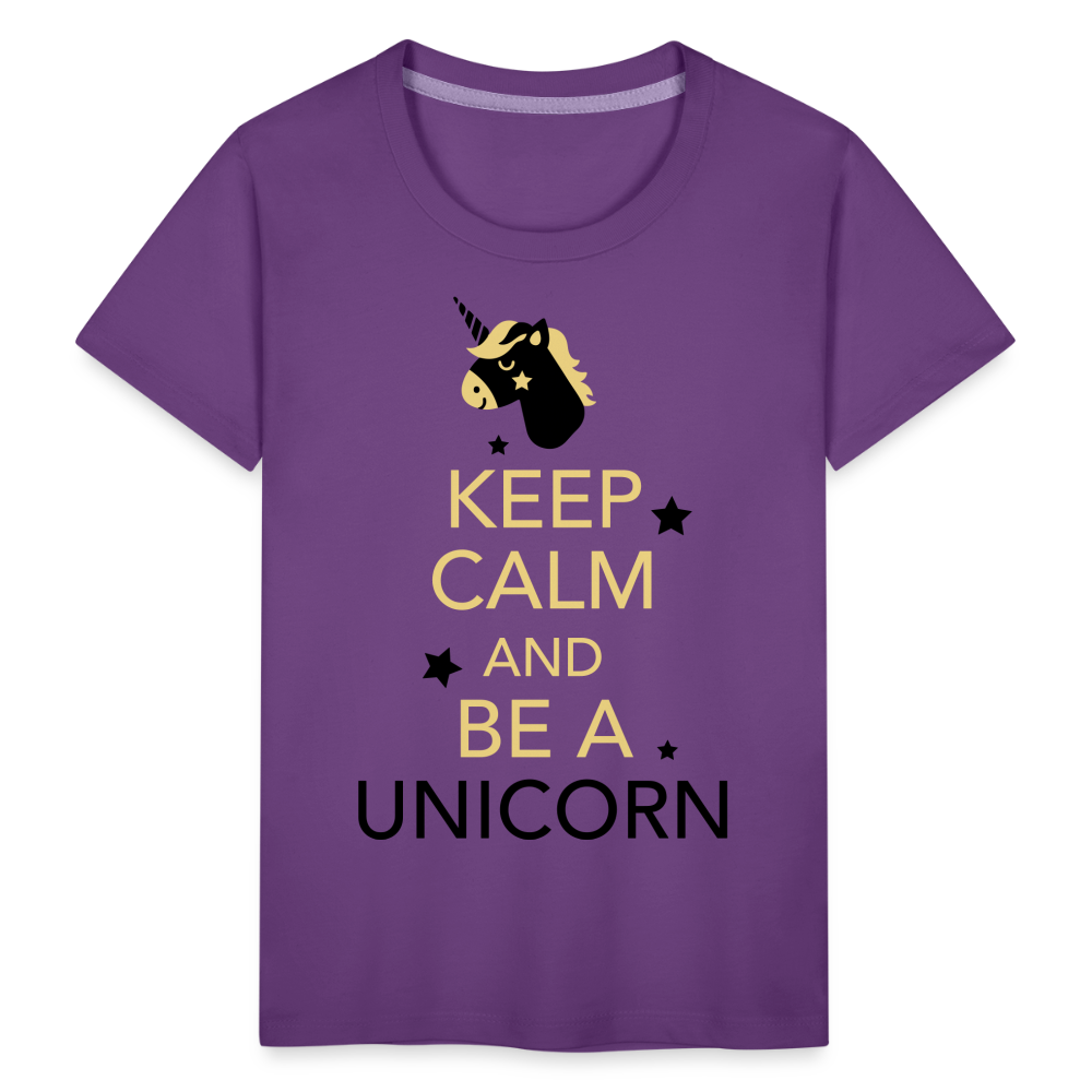 Kinder Premium T-Shirt - Keep Calm and be a Unicorn - Lila