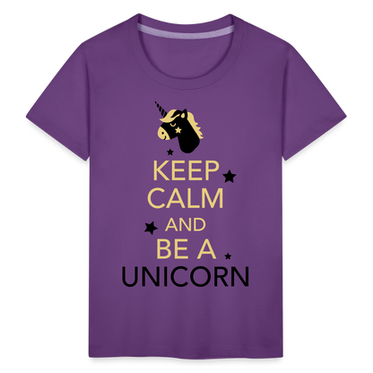 Kinder Premium T-Shirt - Keep Calm and be a Unicorn - Lila