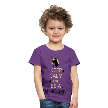 Kinder Premium T-Shirt - Keep Calm and be a Unicorn - Lila