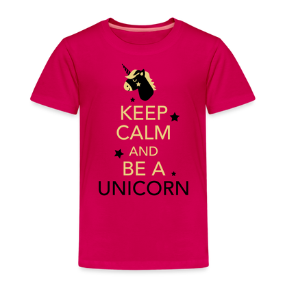 Kinder Premium T-Shirt - Keep Calm and be a Unicorn - dunkles Pink