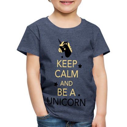 Kinder Premium T-Shirt - Keep Calm and be a Unicorn - Blau meliert