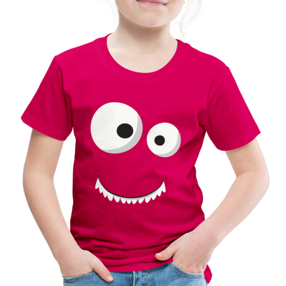 Kinder Premium T-Shirt - Monster Design - dunkles Pink