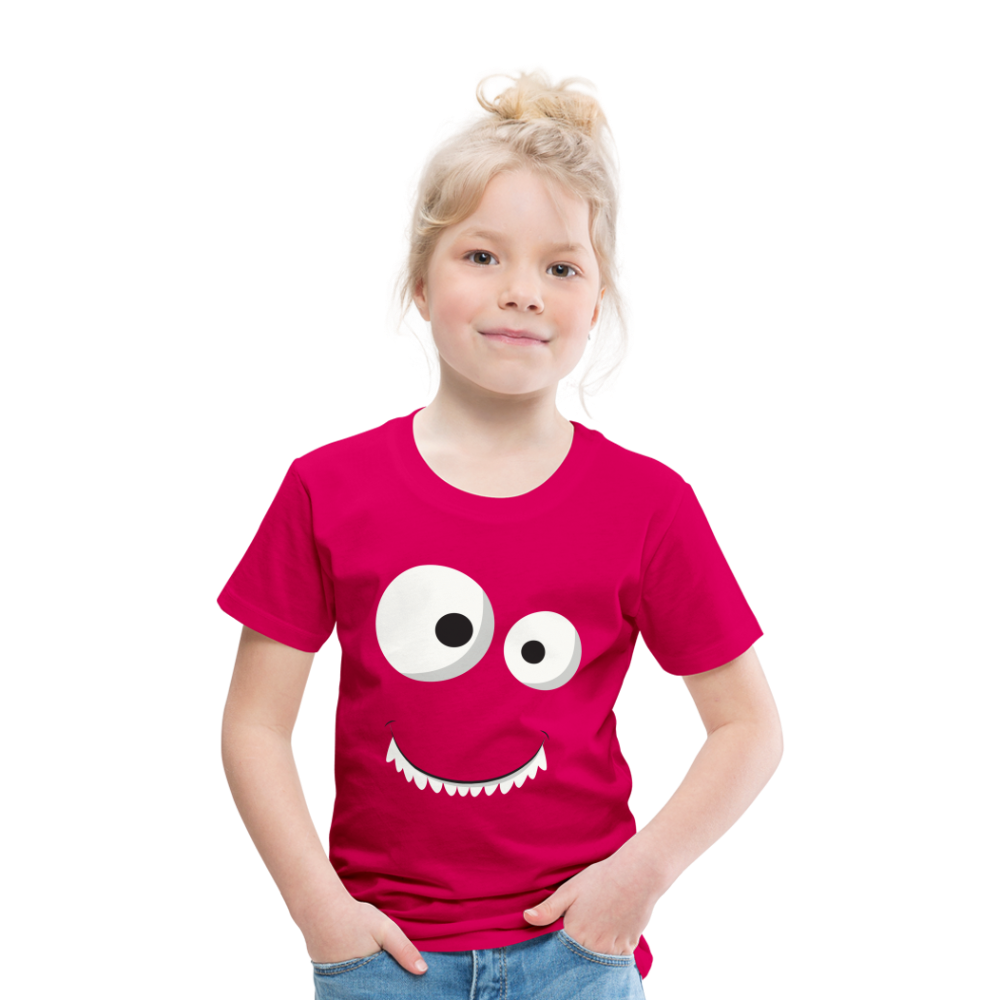 Kinder Premium T-Shirt - Monster Design - dunkles Pink