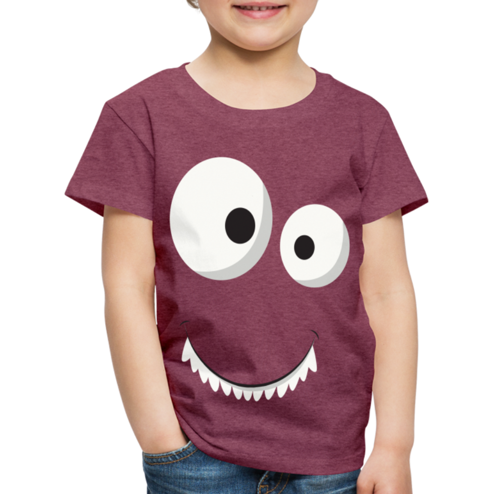 Kinder Premium T-Shirt - Monster Design - Bordeauxrot meliert