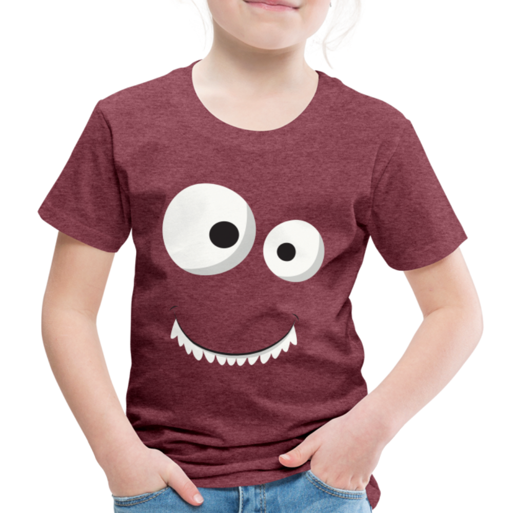 Kinder Premium T-Shirt - Monster Design - Bordeauxrot meliert