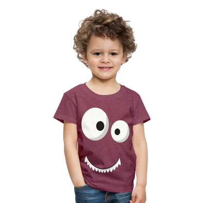 Kinder Premium T-Shirt - Monster Design - Bordeauxrot meliert