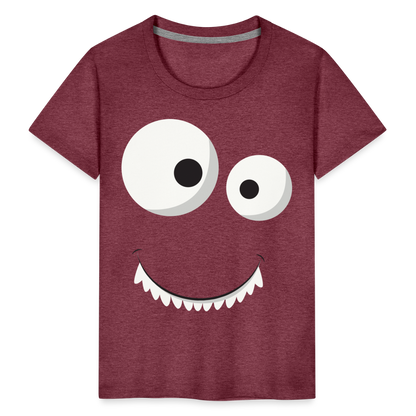 Kinder Premium T-Shirt - Monster Design - Bordeauxrot meliert