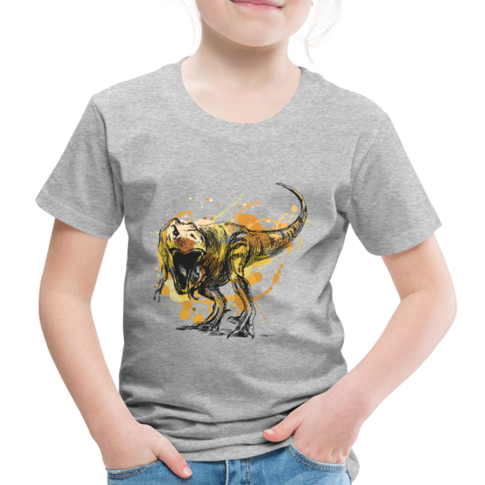 Kinder Premium T-Shirt - Dinosaurier- - T-Rex Design - Grau meliert