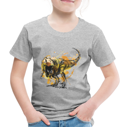 Kinder Premium T-Shirt - Dinosaurier- - T-Rex Design - Grau meliert