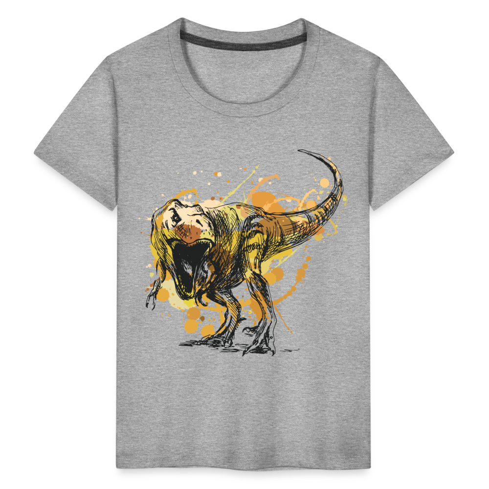 Kinder Premium T-Shirt - Dinosaurier- - T-Rex Design - Grau meliert