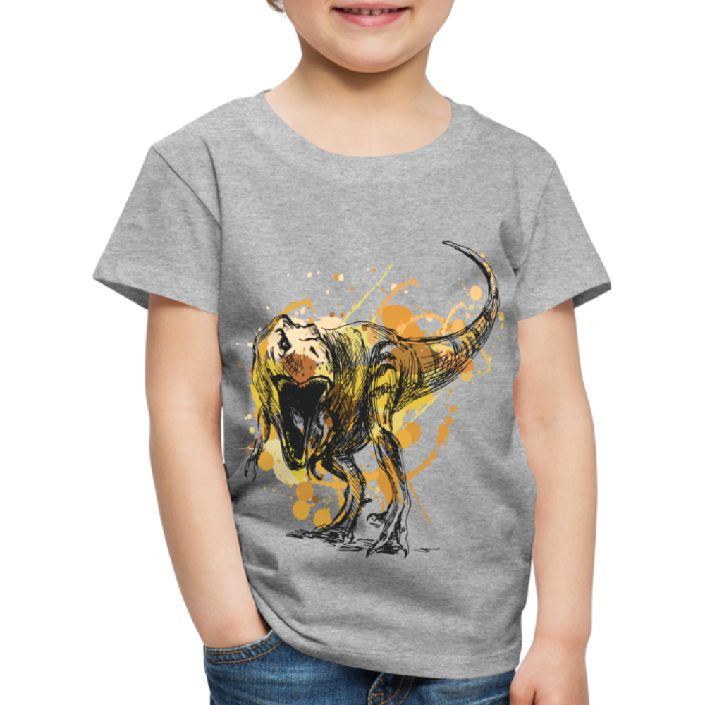 Kinder Premium T-Shirt - Dinosaurier- - T-Rex Design - Grau meliert