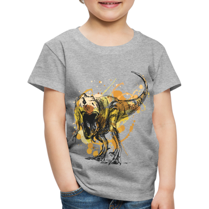 Kinder Premium T-Shirt - Dinosaurier- - T-Rex Design - Grau meliert