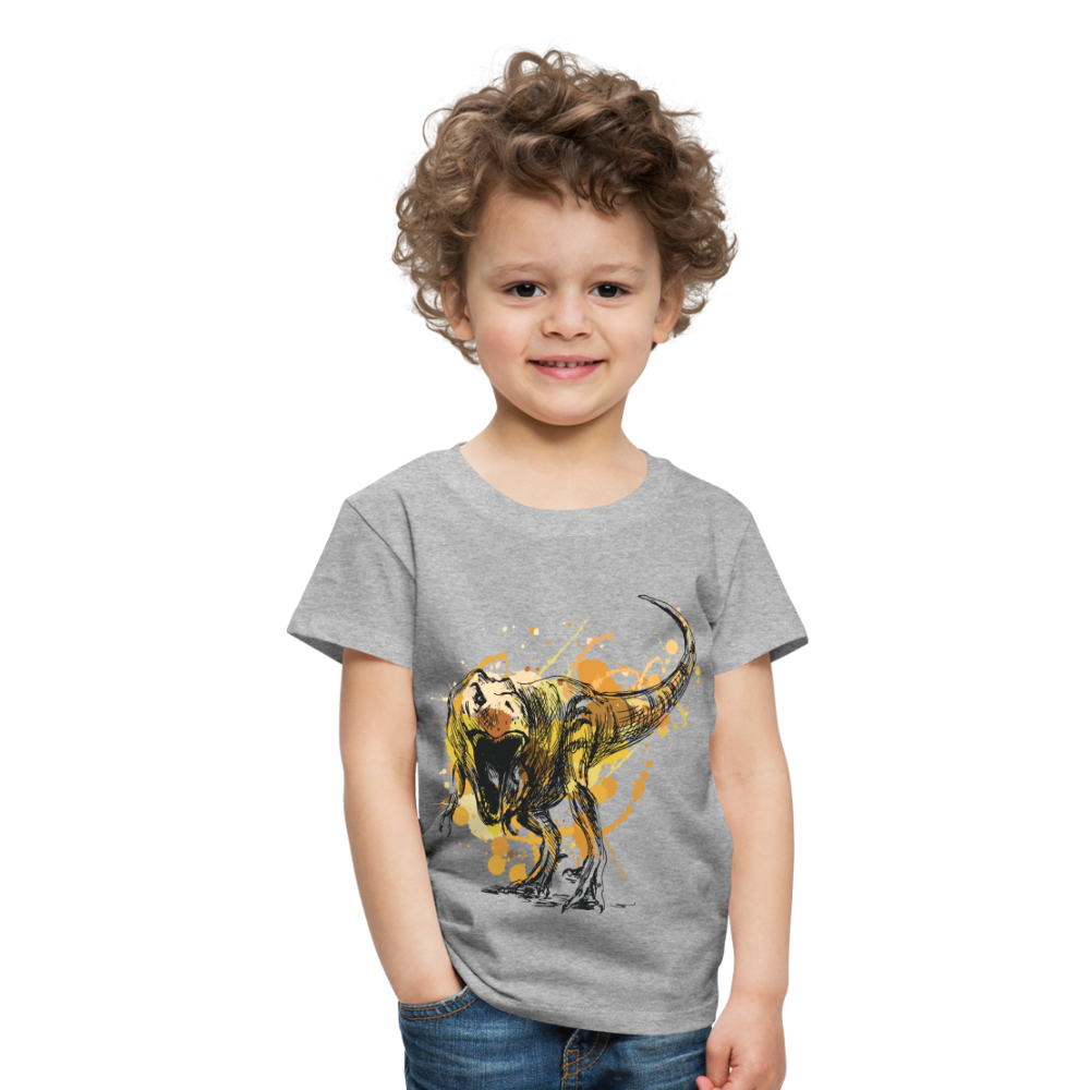 Kinder Premium T-Shirt - Dinosaurier- - T-Rex Design - Grau meliert