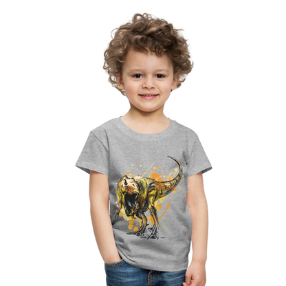 Kinder Premium T-Shirt - Dinosaurier- - T-Rex Design - Grau meliert