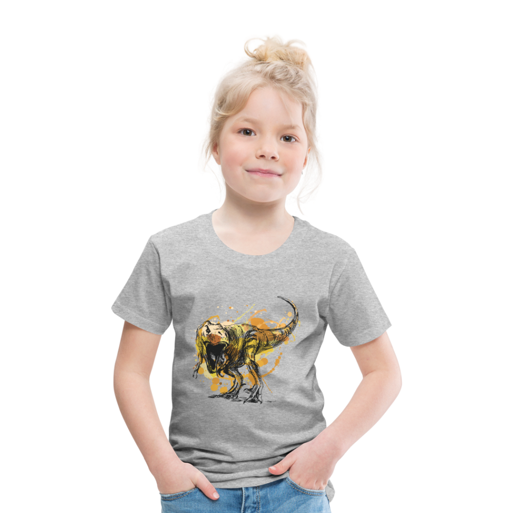 Kinder Premium T-Shirt - Dinosaurier- - T-Rex Design - Grau meliert