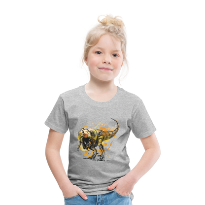 Kinder Premium T-Shirt - Dinosaurier- - T-Rex Design - Grau meliert