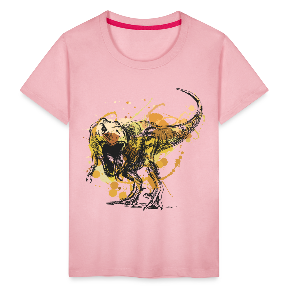 Kinder Premium T-Shirt - Dinosaurier- - T-Rex Design - Hellrosa