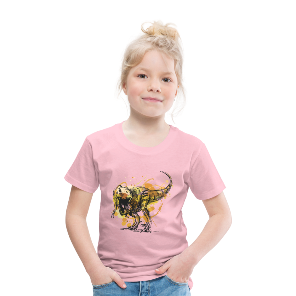 Kinder Premium T-Shirt - Dinosaurier- - T-Rex Design - Hellrosa