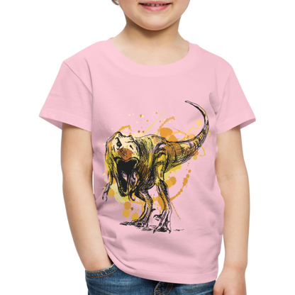 Kinder Premium T-Shirt - Dinosaurier- - T-Rex Design - Hellrosa