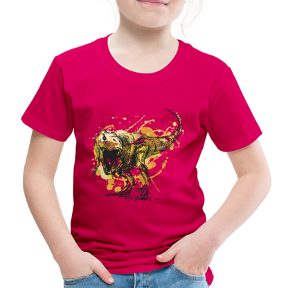 Kinder Premium T-Shirt - Dinosaurier- - T-Rex Design - dunkles Pink