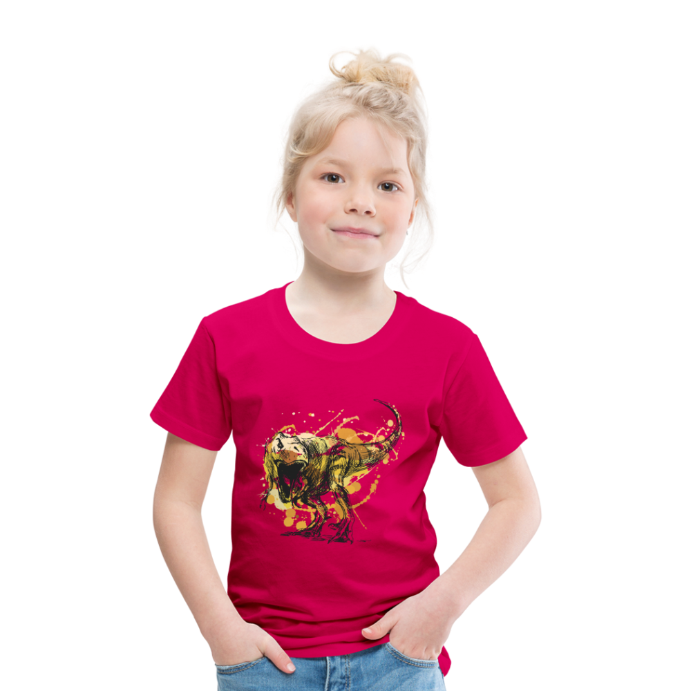 Kinder Premium T-Shirt - Dinosaurier- - T-Rex Design - dunkles Pink