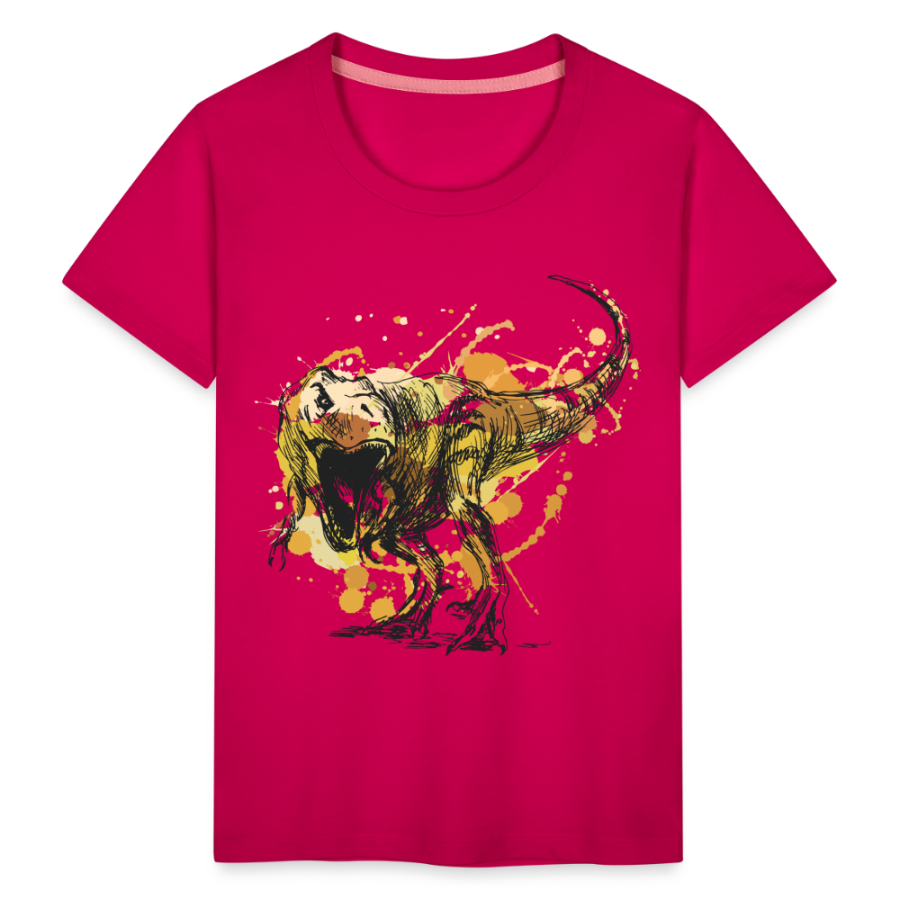 Kinder Premium T-Shirt - Dinosaurier- - T-Rex Design - dunkles Pink