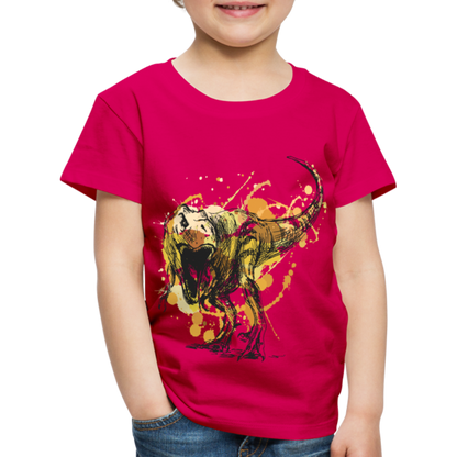 Kinder Premium T-Shirt - Dinosaurier- - T-Rex Design - dunkles Pink