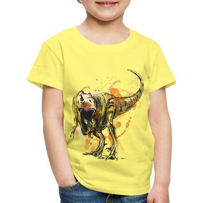 Kinder Premium T-Shirt - Dinosaurier- - T-Rex Design - Gelb