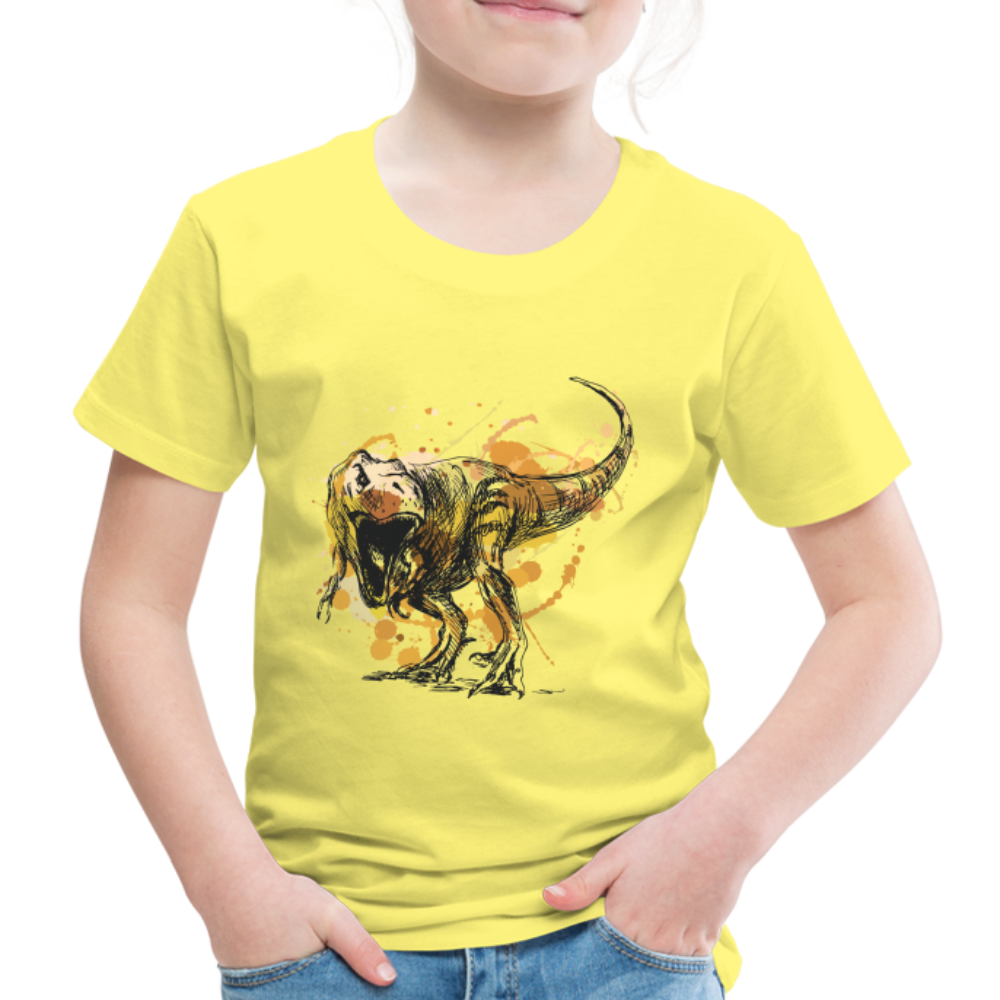 Kinder Premium T-Shirt - Dinosaurier- - T-Rex Design - Gelb