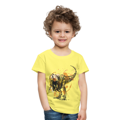 Kinder Premium T-Shirt - Dinosaurier- - T-Rex Design - Gelb