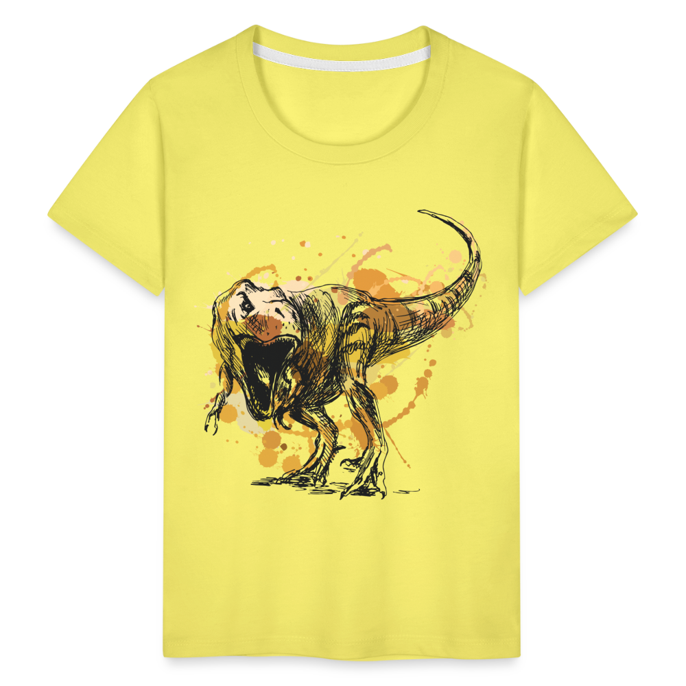 Kinder Premium T-Shirt - Dinosaurier- - T-Rex Design - Gelb