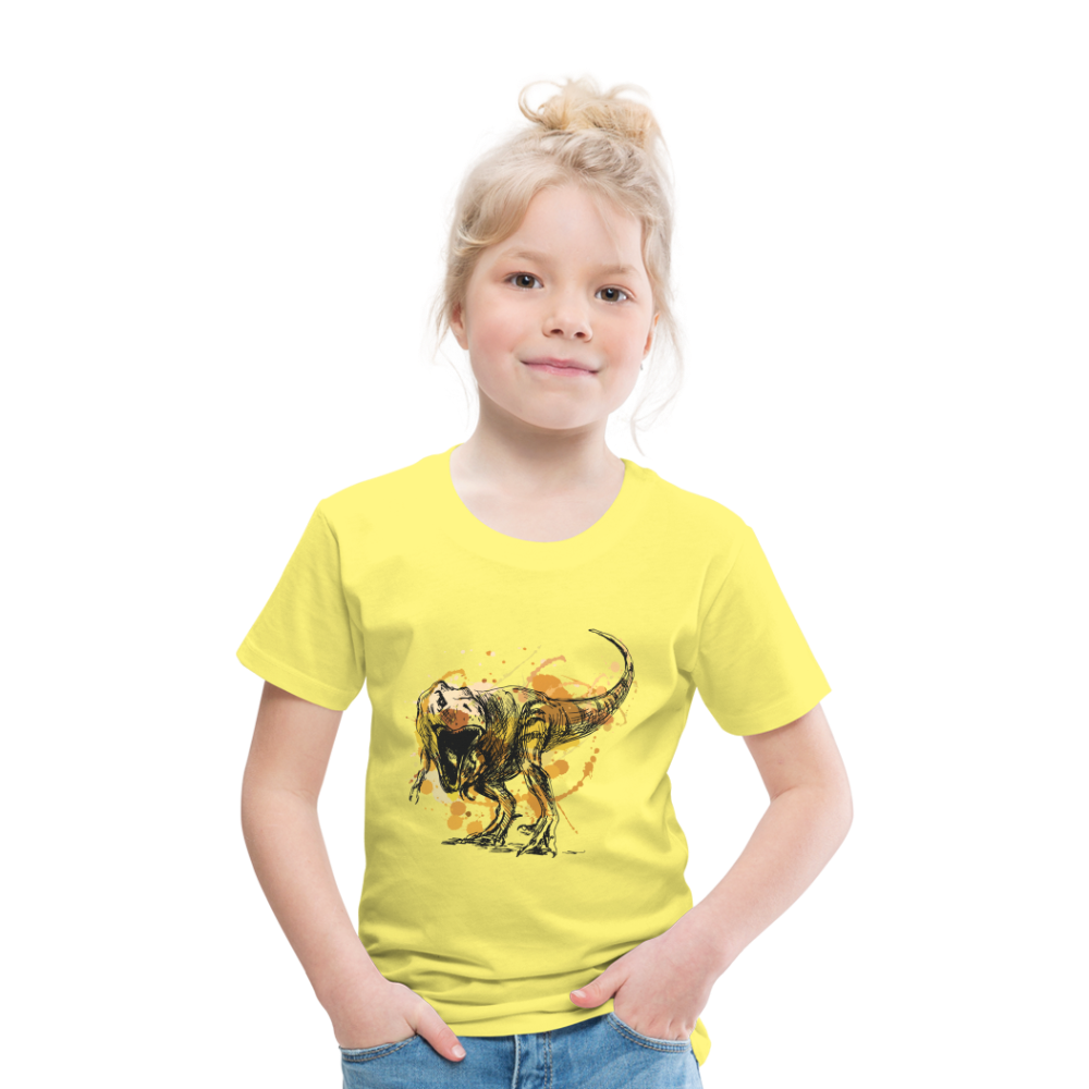 Kinder Premium T-Shirt - Dinosaurier- - T-Rex Design - Gelb