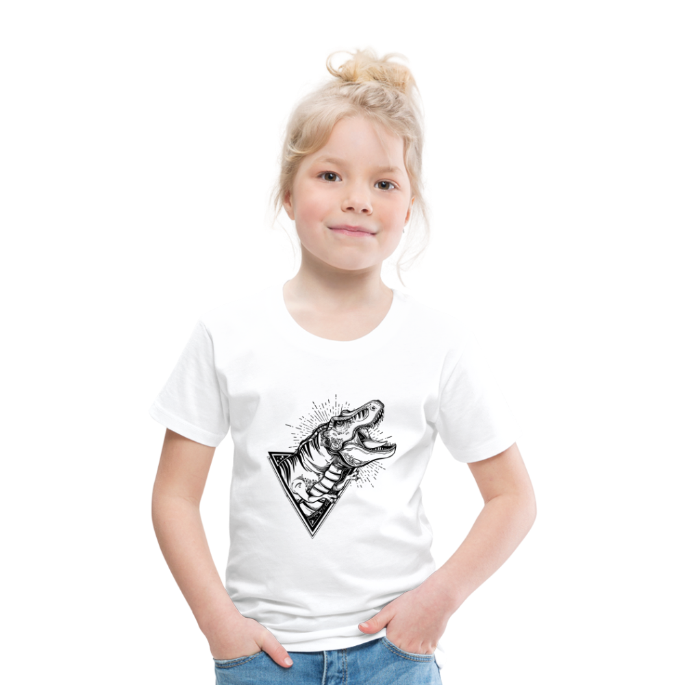 Kinder Premium T-Shirt - Dinosaurier - T-Rex Design - weiß