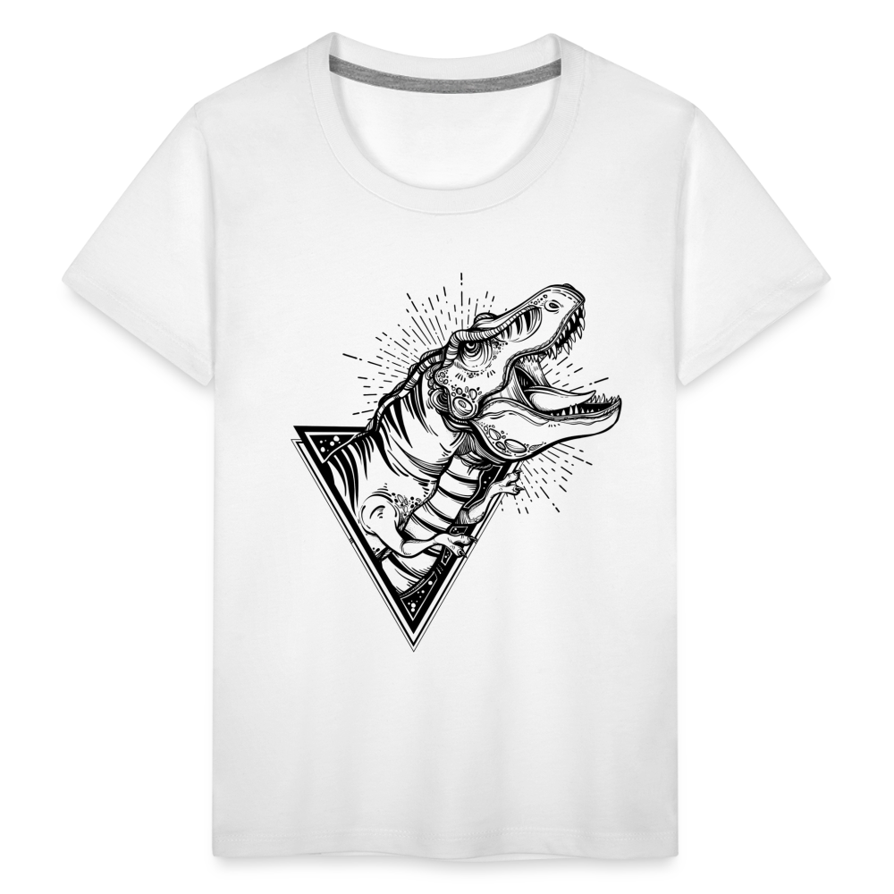 Kinder Premium T-Shirt - Dinosaurier - T-Rex Design - weiß