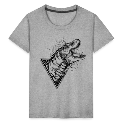 Kinder Premium T-Shirt - Dinosaurier - T-Rex Design - Grau meliert