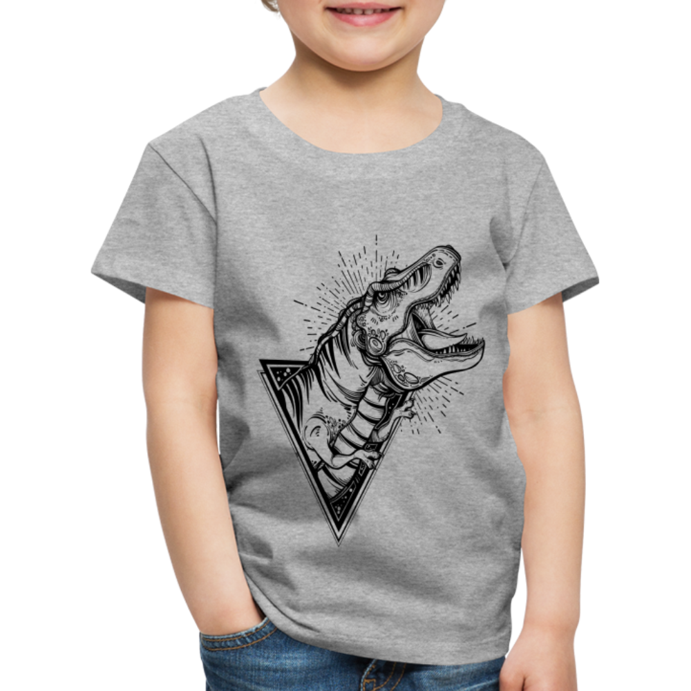 Kinder Premium T-Shirt - Dinosaurier - T-Rex Design - Grau meliert