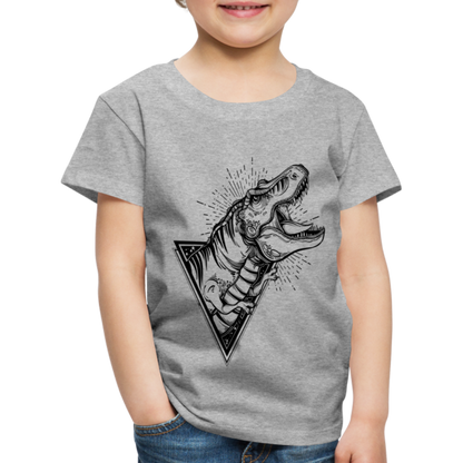 Kinder Premium T-Shirt - Dinosaurier - T-Rex Design - Grau meliert