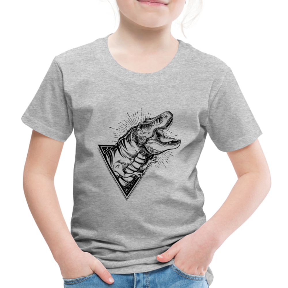 Kinder Premium T-Shirt - Dinosaurier - T-Rex Design - Grau meliert