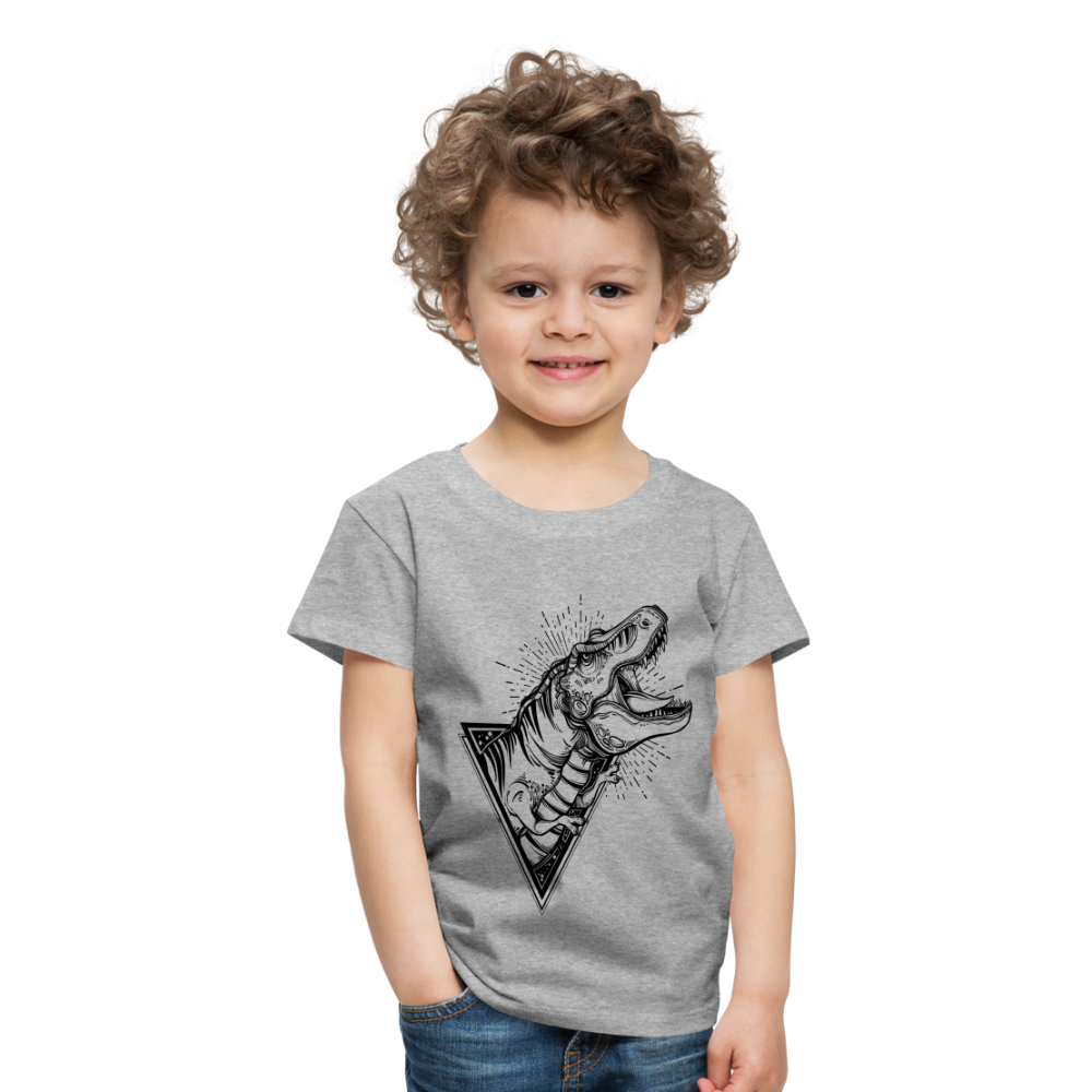 Kinder Premium T-Shirt - Dinosaurier - T-Rex Design - Grau meliert