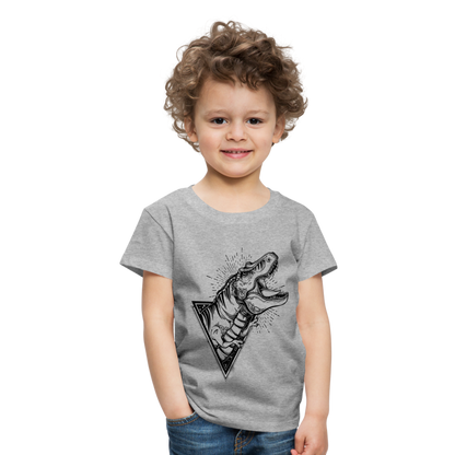 Kinder Premium T-Shirt - Dinosaurier - T-Rex Design - Grau meliert