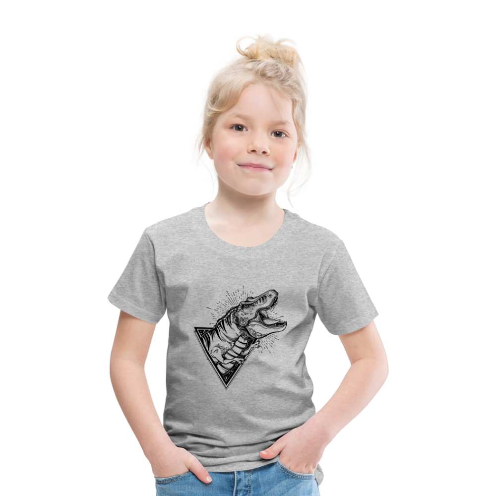 Kinder Premium T-Shirt - Dinosaurier - T-Rex Design - Grau meliert