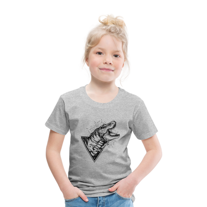 Kinder Premium T-Shirt - Dinosaurier - T-Rex Design - Grau meliert