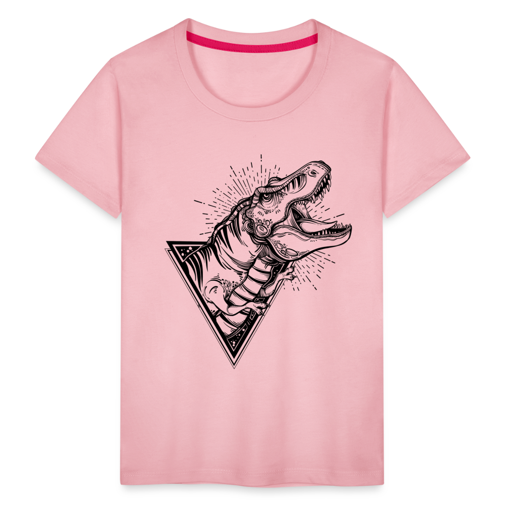 Kinder Premium T-Shirt - Dinosaurier - T-Rex Design - Hellrosa